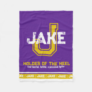 Jake: sportmonogram paars goud fleece deken