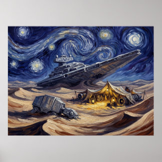 Jakku Sterrennacht Sci-Fi Landschap Poster