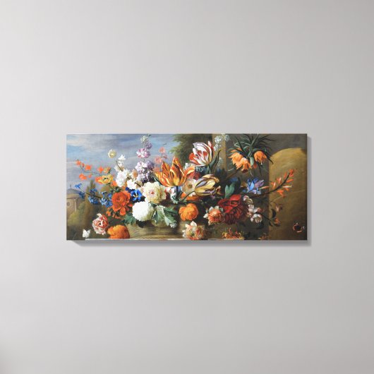 Jakob Bogdani Tulips Peonies and other Flowers in Canvas Afdruk (Voorkant)