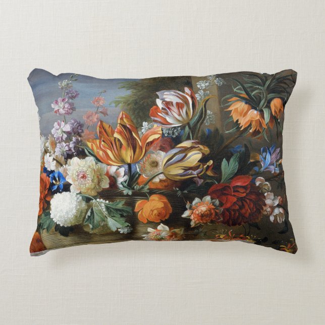 Jakob Bogdani Tulips Peonies en andere bloemen Accent Kussen (Voorkant)