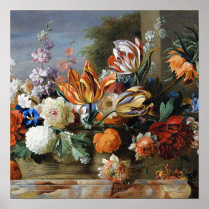 Jakob Bogdani Tulips Peonies en andere bloemen Poster