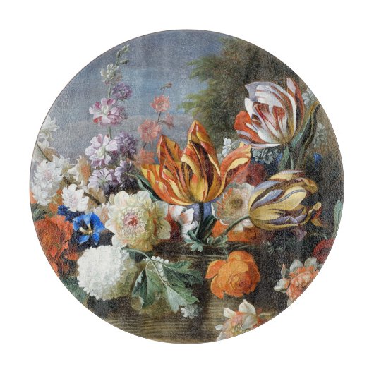 Jakob Bogdani Tulips Peonies en andere bloemen Snijplank (Voorkant)