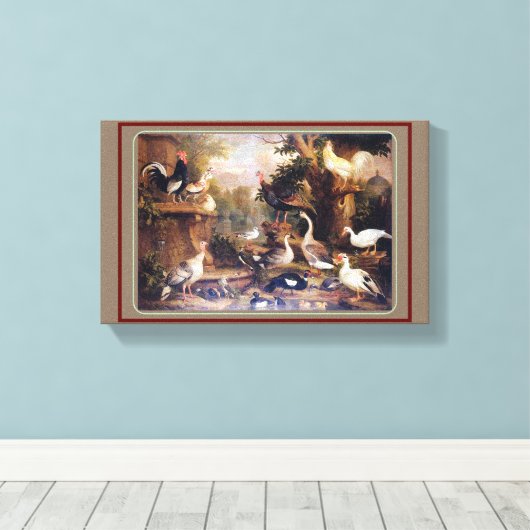Jakob Bogdani Vogels in een landschap Canvas Afdruk (Insitu (Houten vloer))