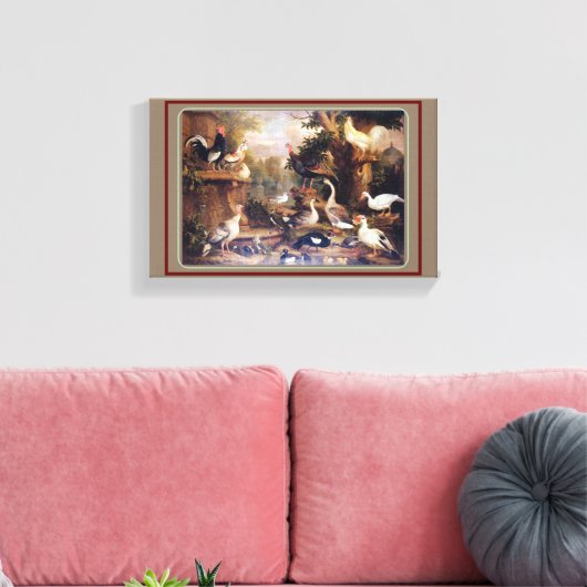 Jakob Bogdani Vogels in een landschap Canvas Afdruk (Insitu (Woonkamer))