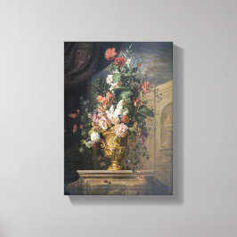 Jakob Bogdany Flowers in een geculpte Vase Canvas Afdruk