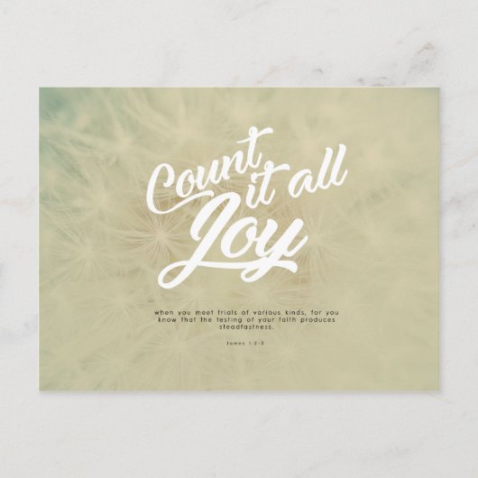 Jakobus 1:2-3 - Tel het allemaal vreugde Briefkaart (Voorkant)