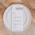 JALAINE Modern Blush Invité Nom Dîner Menu<br><div class="desc">Ce menu du dîner présente un design minimaliste moderne et épuré et un nom personnalisé pour chaque client. Ce menu est parfait pour tous les évènements simples et classiques. Réglez facilement la couleur à votre goût.</div>