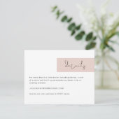 JALAINE Modern Blush Pink Mariage Détails Carte (Debout devant)