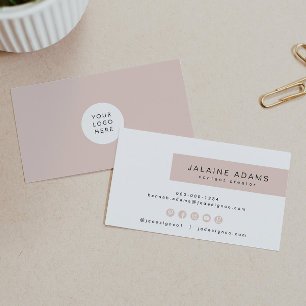 JALAINE   Moderne Blush Pink Simple Branding Busin Visitekaartje