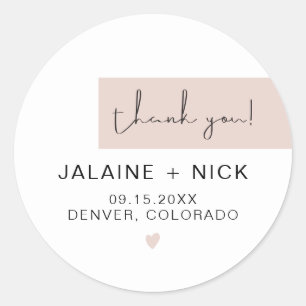 JALAINE Moderne Roze Bedankt Trouw Klassiekers Ronde Sticker