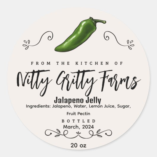 Jalapeno gelei behouden Jam Custom Canning Label (Voorkant)