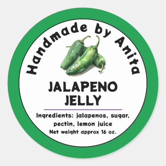 Jalapeno Jam ou Jelly Canning Jar Étiquette (Devant)
