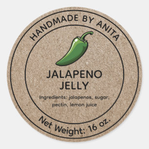Jalapeno Jelly Canning Jar Label Kraft Papierstijl