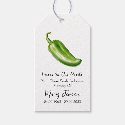 Jalapeno Seed Packet Memorial begrafenis Cadeaulabel (Voorkant)