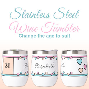 Jalon anniversaire 21e nom rose turquoise