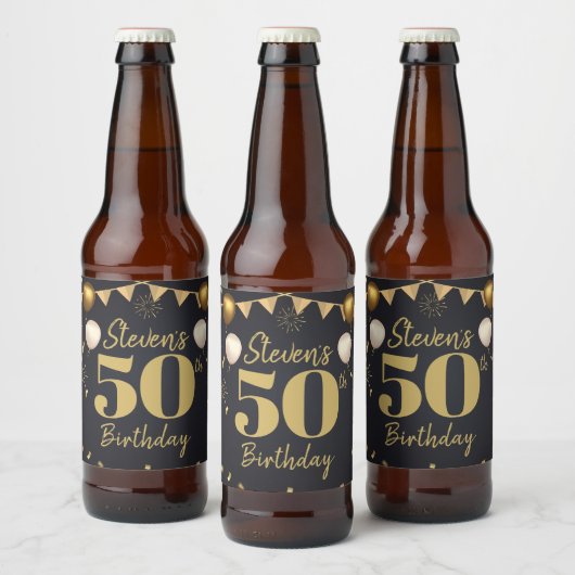 Jalon Anniversaire Gold Black Bière Étiquette (Bouteilles)