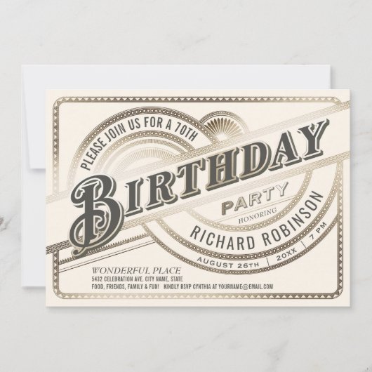 Jalon Anniversaire Invitations de fête Or & blanc (Devant)