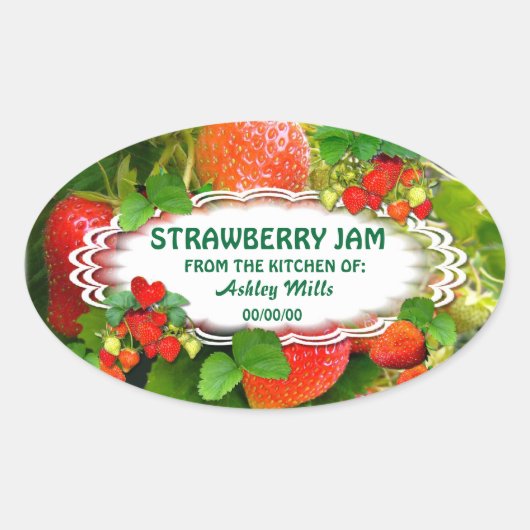Jam aux fraises ~ Sticker ovale # 2 (Devant)