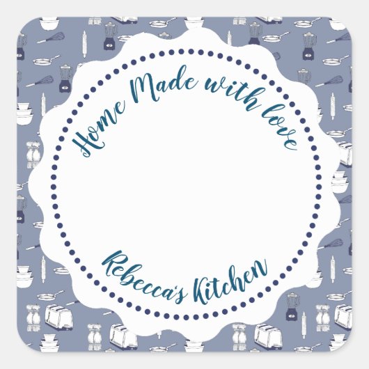 Jam Inmaaklabel  | Thuisgemaakte Mason Pot Vierkante Sticker (Voorkant)