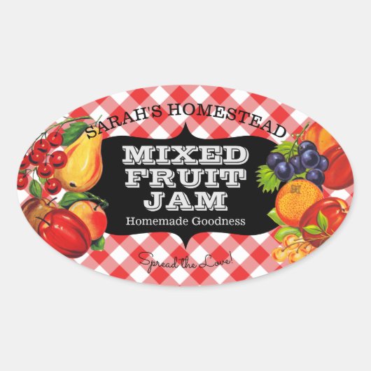Jam Label Fruit Preserve Gingham (Voorkant)