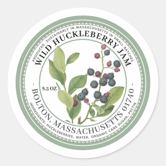Jam Label met inheemse Huckleberries Illustratie (Voorkant)