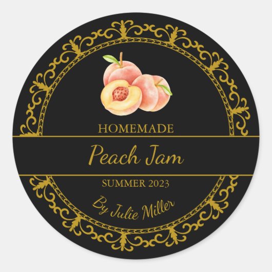 Jam noir vintage or maison Peach Étiquette (Devant)