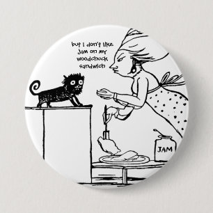 Jam op een bosmardkliek kat cartoon ronde button 7,6 cm