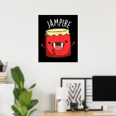 Jam-pire Funny Vampire Jam Pun Dark BG Poster (Thuiskantoor)