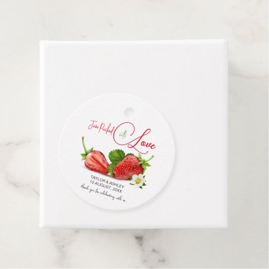 Jam Verpakt met Liefde Aardbei Fruit | Bruiloft Bedankjes Labels (In situ)
