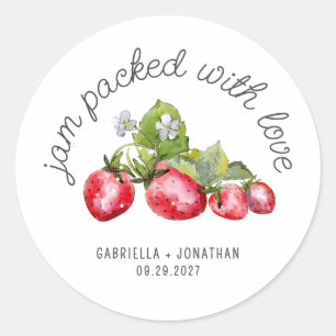 Jam Verpakt Met Liefde Strawberry Jam Wedding Favo Ronde Sticker