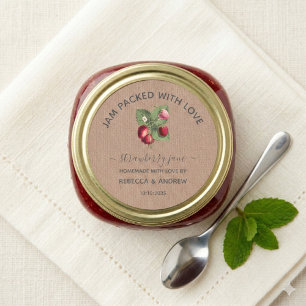 Jam verpakt met Love Strawberry Jam Wedding Favors Ronde Sticker