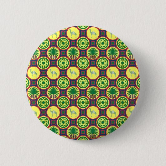 Jamahiri ® Libya | Africa Pattern Ronde Button 5,7 Cm (Voorkant)