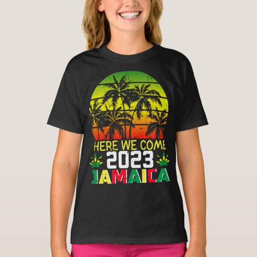 Jamaica 2023 Hier komen we meisje T-Shirt (Voorkant)