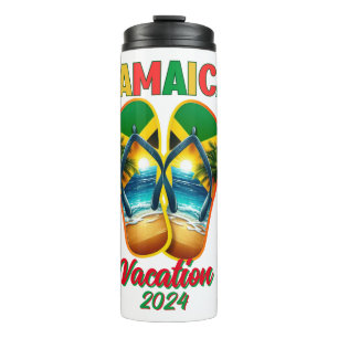 Jamaica 2024 Flip Flop Vakantie Tropisch Strand Thermosbeker