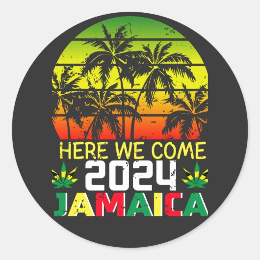 Jamaica 2024 Hier komen we Ronde Sticker (Voorkant)