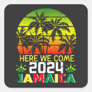 Jamaica 2024 Hier komen we Vierkante Sticker