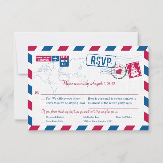 JAMAICA Air Mail Wedding RSVP (Devant)
