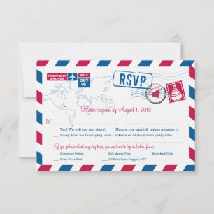 JAMAICA Air Mail Wedding RSVP Kaartje