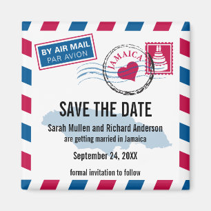 Jamaica Air Mail Wedding Save the Date Magneet