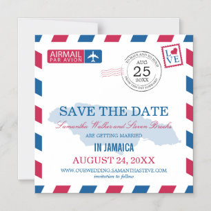 Jamaica Airmail Save the Date Magnetic Invitation Magnetische Uitnodiging