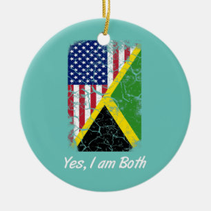 Jamaica American Flag Ja, ik ben allebei Jamaicaan Keramisch Ornament