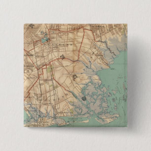 Jamaica Bay en Brooklyn Vierkante Button 5,1 Cm