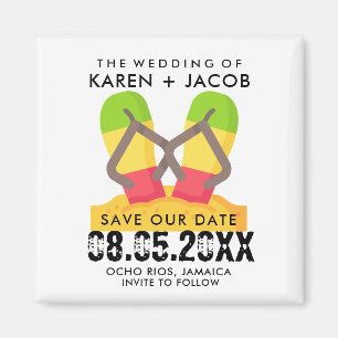 Jamaica Bestemming Strand Bruiloft Save the Date Magneet
