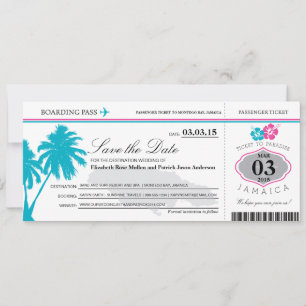 Jamaica Boarding Pass Save the Date