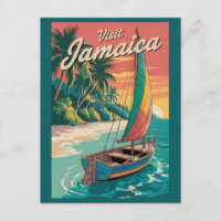 Jamaica boot illustratie reis kunst vintage