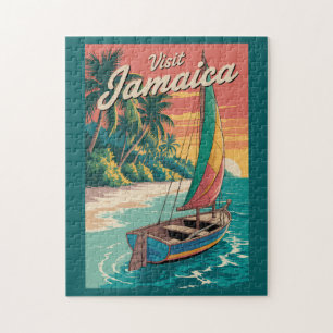 Jamaica boot illustratie reis kunst vintage legpuzzel