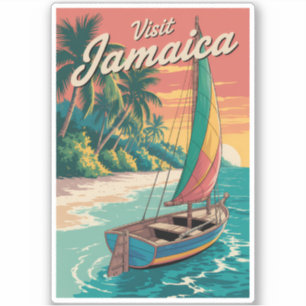Jamaica boot illustratie reis kunst vintage sticker