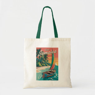 Jamaica boot illustratie reis kunst vintage tote bag