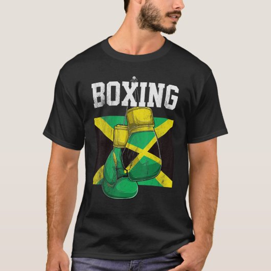 Jamaica Boxing Glove Boxer Boxing Jamaican Flag T-shirt (Voorkant)