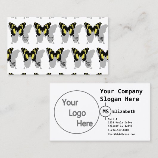 Jamaica Butterfly Shadow Monogram Visitekaartje (Voorkant / Achterkant)